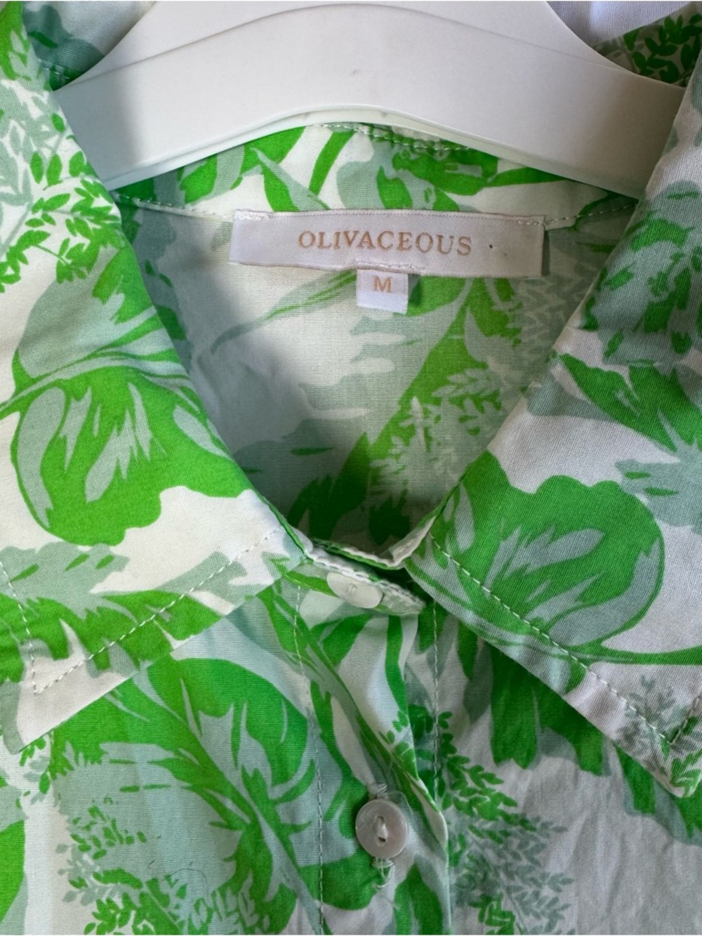 Olivaceous Womens Green Leaf Cotton Tiered Mini Dress Medium - Picture 5 of 14